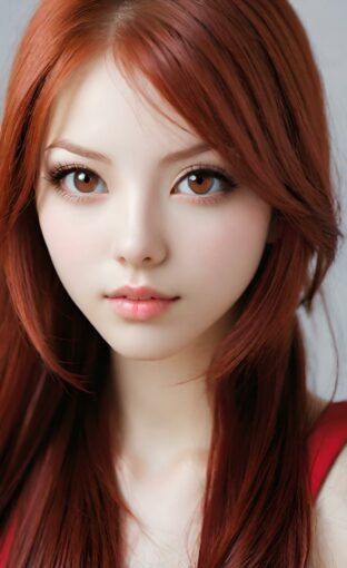 AI girl with red hair wallpaper