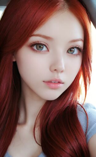 AI girl with red hair wallpaper