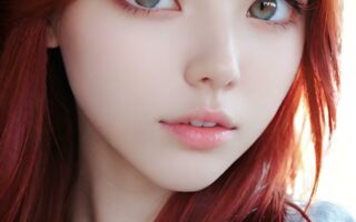 AI girl with red hair wallpaper