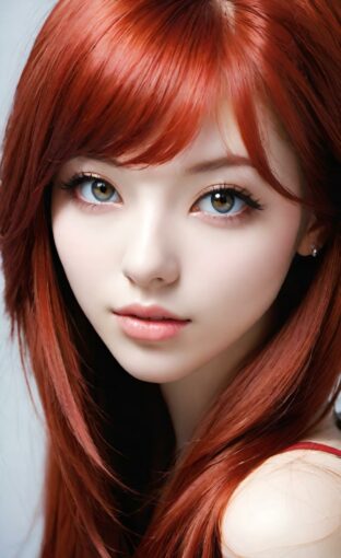 AI girl with red hair wallpaper