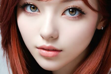AI girl with red hair wallpaper