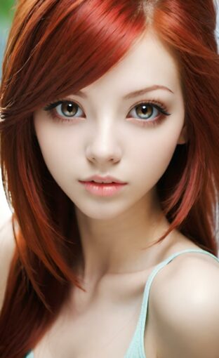 AI girl with red hair wallpaper