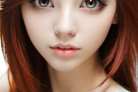 AI girl with red hair wallpaper