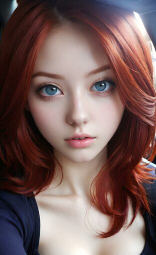 AI girl with red hair wallpaper