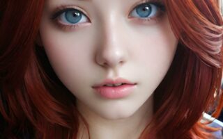 AI girl with red hair wallpaper
