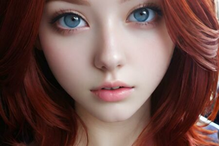 AI girl with red hair wallpaper