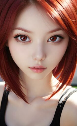 AI girl with red hair wallpaper