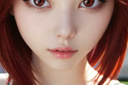 AI girl with red hair wallpaper