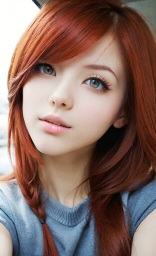 AI girl with red hair wallpaper