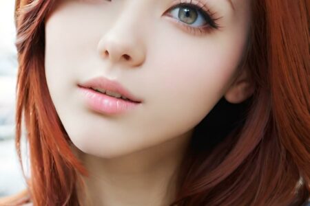 AI girl with red hair wallpaper