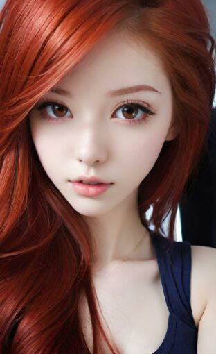 AI girl with red hair wallpaper