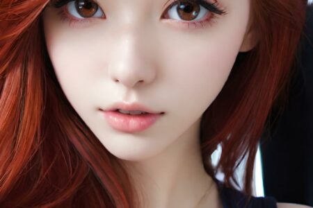AI girl with red hair wallpaper