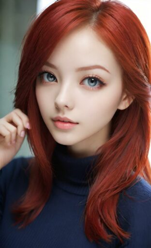 AI girl with red hair wallpaper