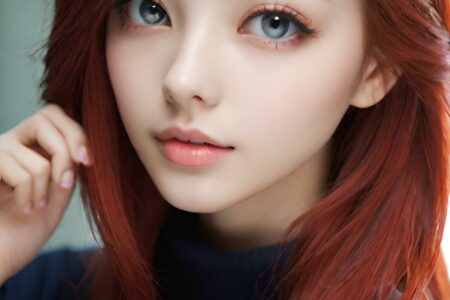 AI girl with red hair wallpaper