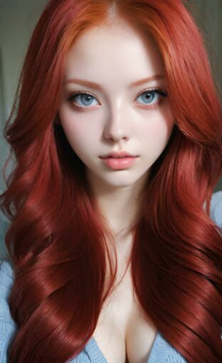 AI girl with red hair wallpaper