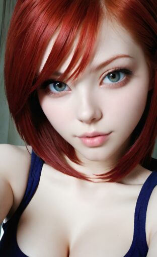 AI girl with red hair wallpaper