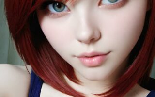AI girl with red hair wallpaper