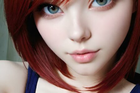 AI girl with red hair wallpaper