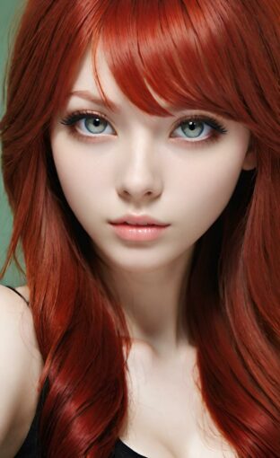 AI girl with red hair wallpaper