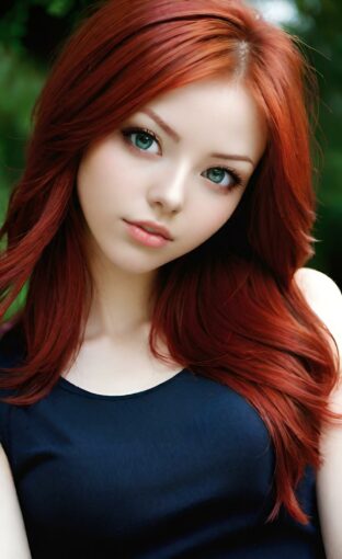 AI girl with red hair wallpaper