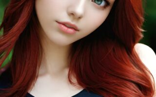 AI girl with red hair wallpaper