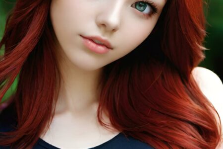 AI girl with red hair wallpaper
