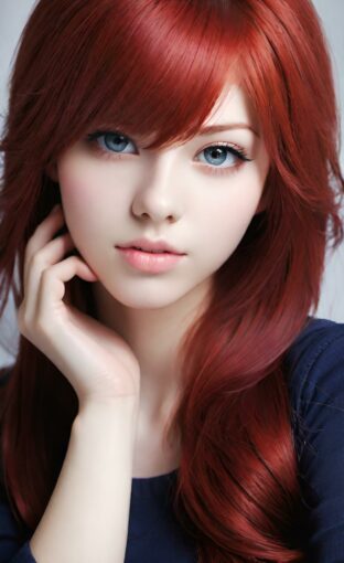 AI girl with red hair wallpaper