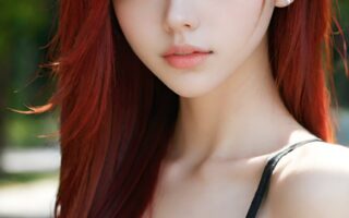AI girl with red hair wallpaper