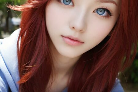 AI girl with red hair wallpaper