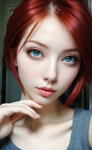 AI girl with red hair wallpaper