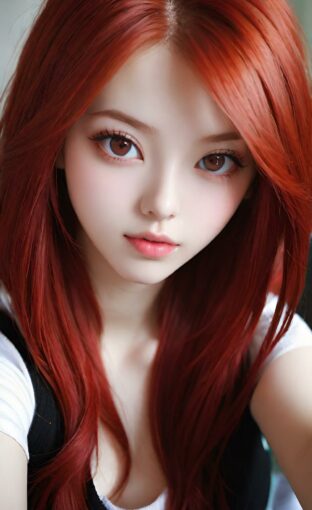 AI girl with red hair wallpaper