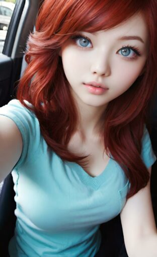 AI girl with red hair wallpaper