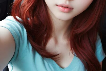 AI girl with red hair wallpaper