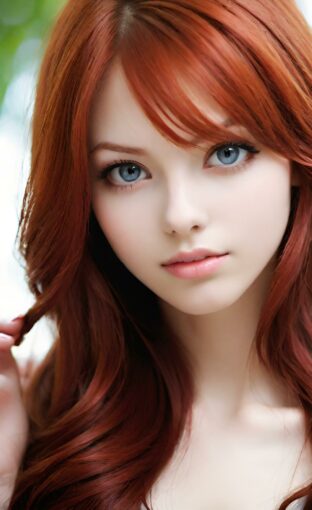AI girl with red hair wallpaper