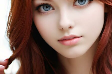 AI girl with red hair wallpaper
