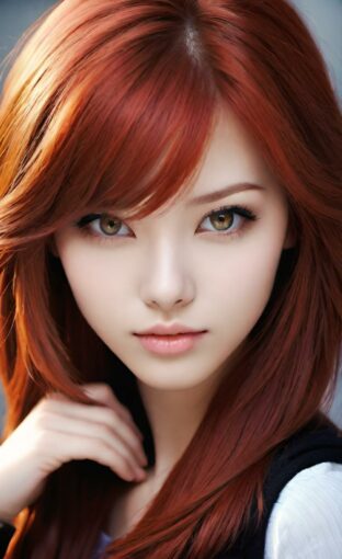 AI girl with red hair wallpaper