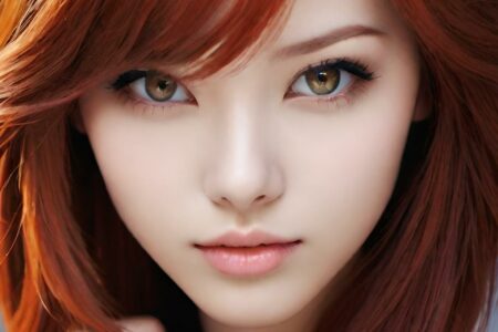AI girl with red hair wallpaper