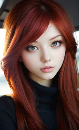 AI girl with red hair wallpaper