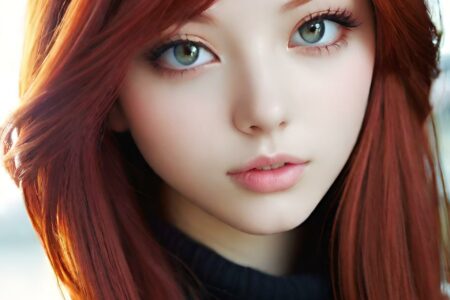 AI girl with red hair wallpaper