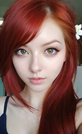 AI girl with red hair wallpaper