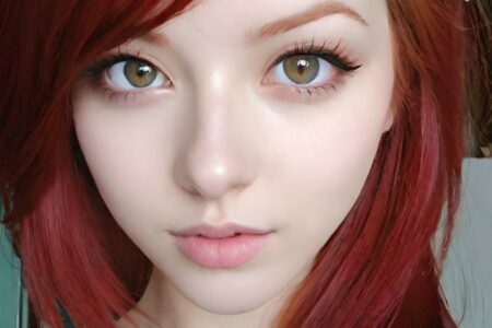 AI girl with red hair wallpaper