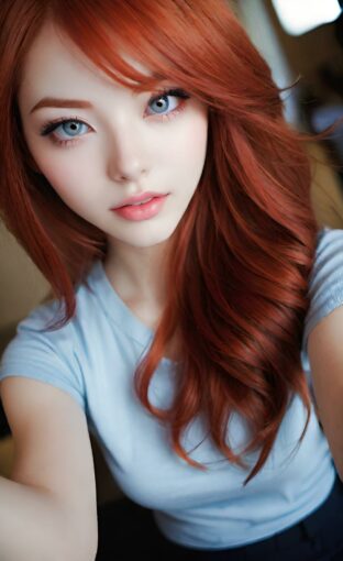 AI girl with red hair wallpaper