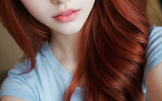 AI girl with red hair wallpaper