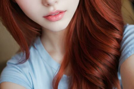 AI girl with red hair wallpaper