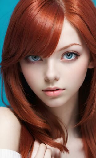 AI girl with red hair wallpaper