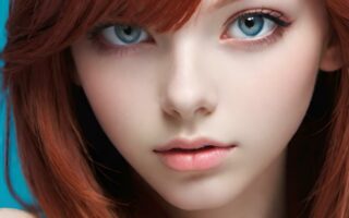 AI girl with red hair wallpaper