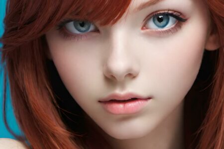 AI girl with red hair wallpaper