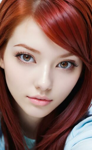 AI girl with red hair wallpaper