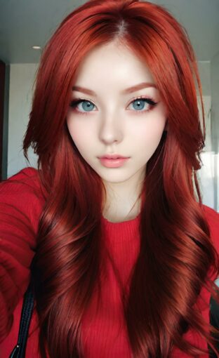 AI girl with red hair wallpaper