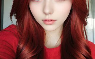 AI girl with red hair wallpaper